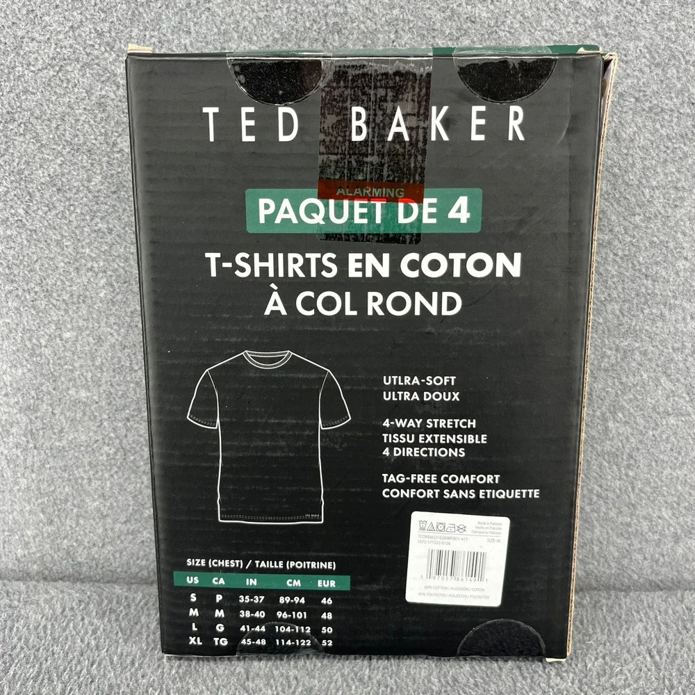 Ted Baker T-Shirt Mens Medium Multicolor 4-Pack Crew Neck Cotton Stretch Tees